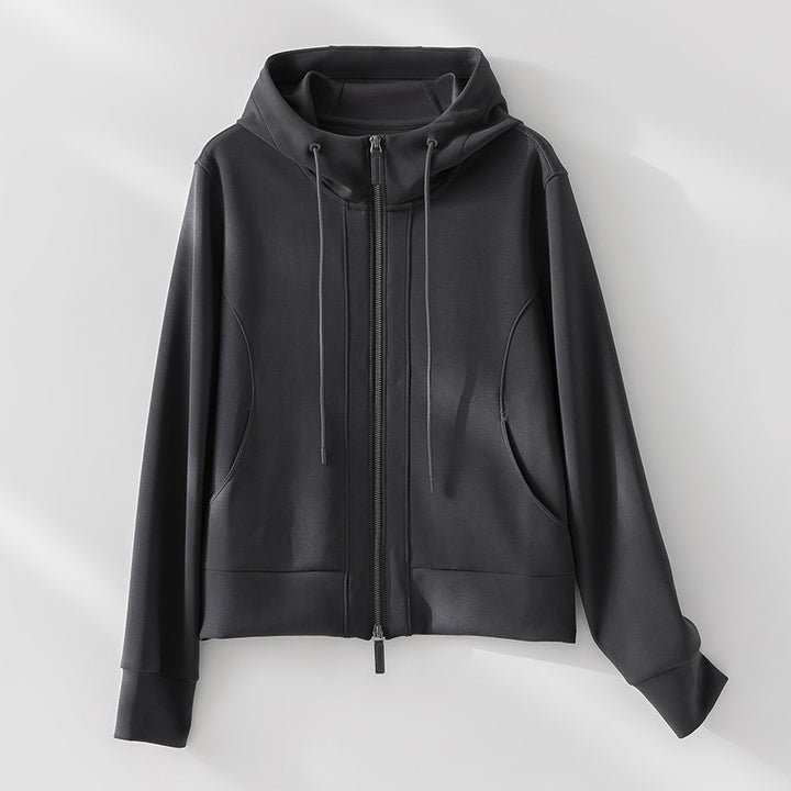 Damen Leichte Kapuzenjacke aus feinem Frottee mit taillierter Silhouette und Zwei-Wege-Reißverschluss Drune