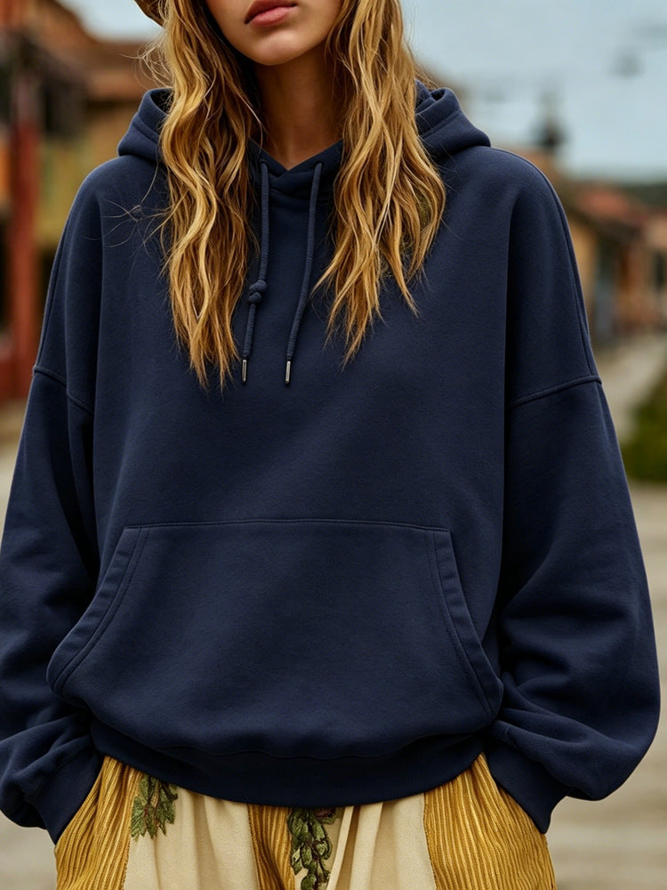 Damen Oversize-Kapuzenpullover mit Kängurutasche und Relaxed-Fit Drune
