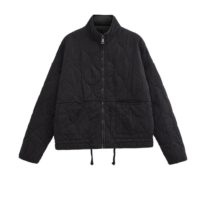 Damen gesteppte Übergangsjacke mit hohem Kragen und praktischen Taschen Drune