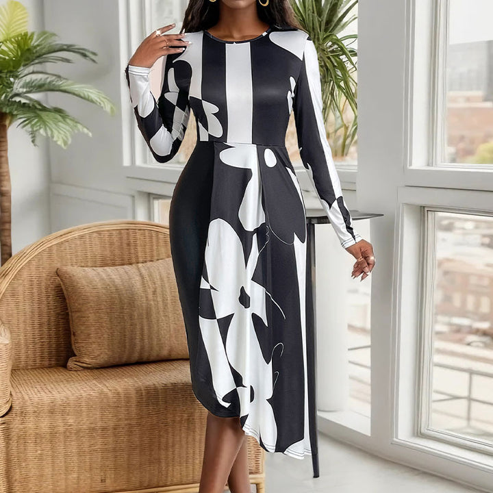 Damen Maxikleid mit modernem Grafikdesign und elegantem Schnitt Drune
