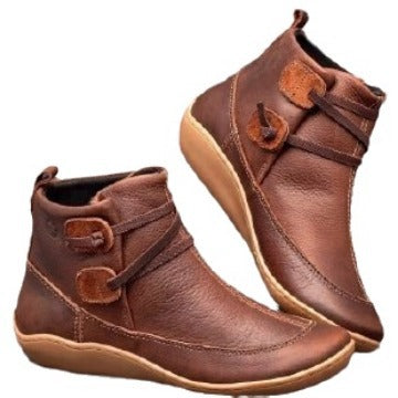 Damen elegante knöchelhohe Komfort-Stiefelette mit doppeltem Riemenverschluss und flexibler Leichtsohle Drune