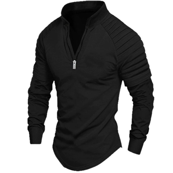Herren Sportliches Langarmshirt mit Stehkragen und Reißverschluss Drune