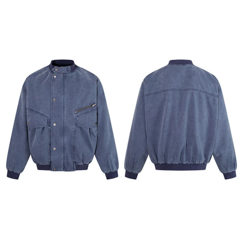 Herren Oversize-Bomberjacke im Vintage‑Wash mit Stehkragen und Utility‑Taschen Drune