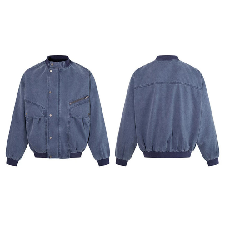 Herren Oversize-Bomberjacke im Vintage‑Wash mit Stehkragen und Utility‑Taschen Drune