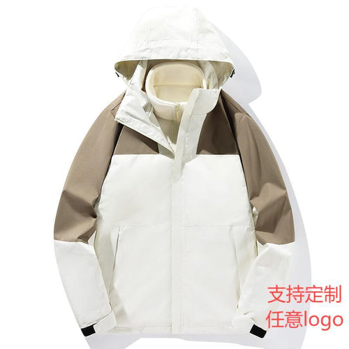 Herren zweilagige Softshell-Trekkingjacke mit fest integrierter Kapuze und fleecegefüttertem Kragen Drune