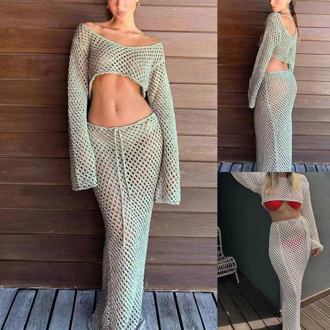 Damen Netzkleid mit langem Schnitt und stylishen Rüschen Drune