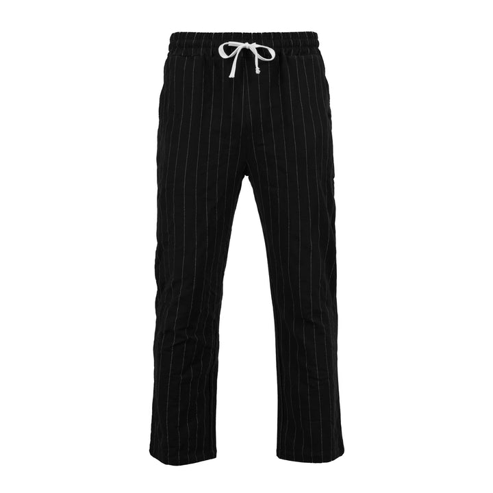 Herren Entspannte Pinstripe-Freizeithose mit elastischem Bund und Kordel Drune