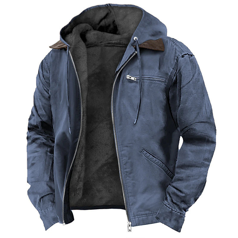 Herren Gefütterte Fieldjacke mit Kapuze und Sherpa-Futter Drune
