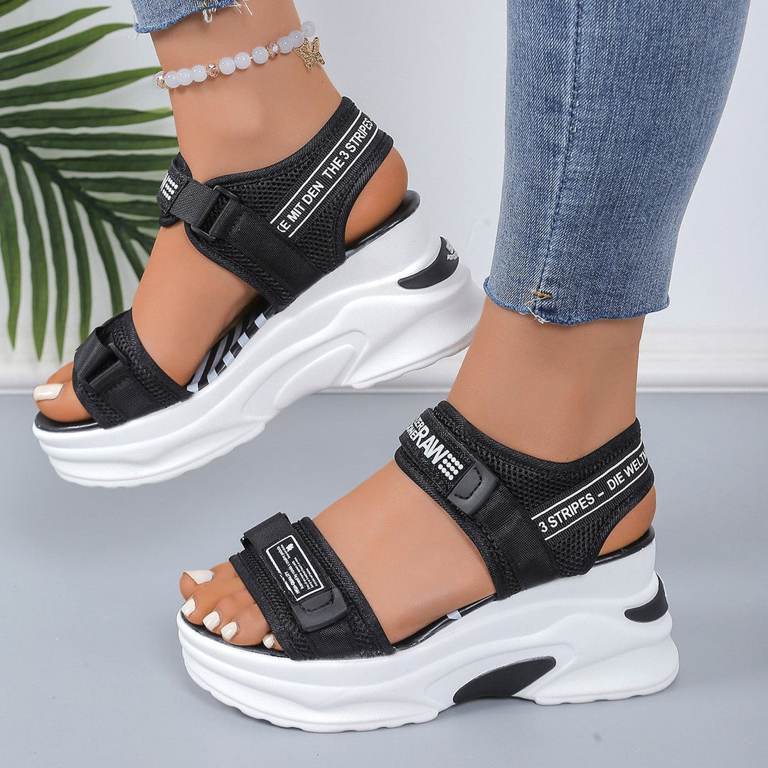 Damen modische Plateau-Sandalen mit verstellbaren Riemen und dämpfender Sohle Drune