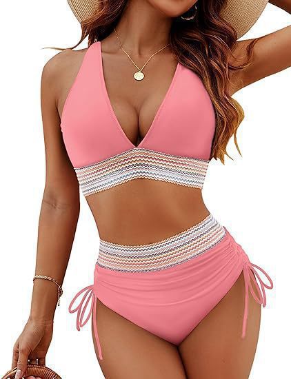 Damen Hochtailliertes Bikini-Set mit verstellbaren Trägern Drune