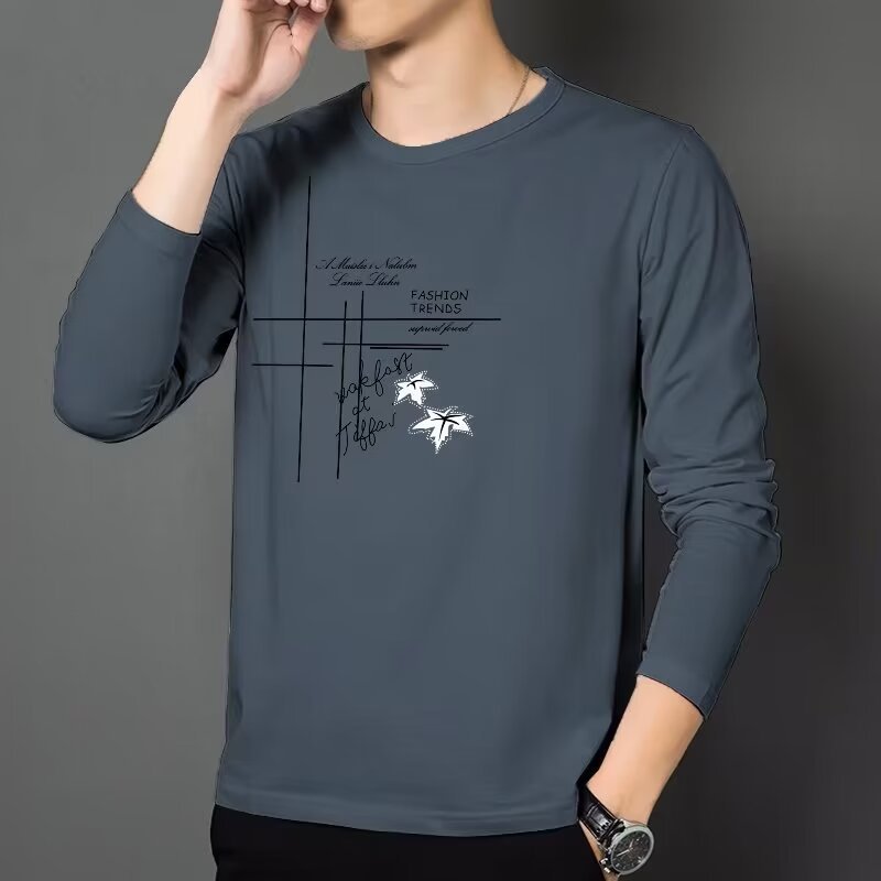 Herren Modisches Langarmshirt mit kreativem Druck Drune