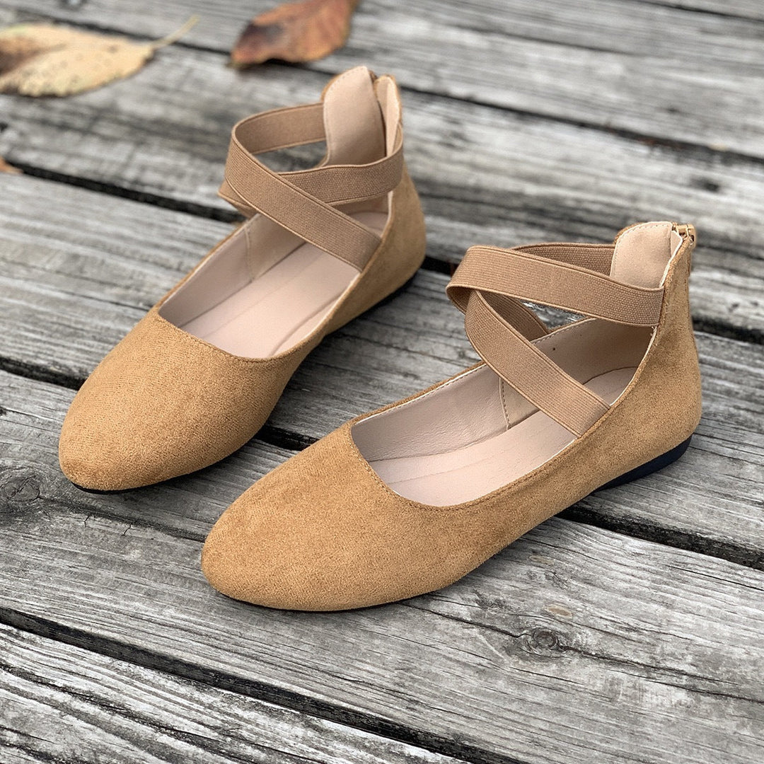 Damen Ballerinas mit elastischen Kreuzgurten Drune