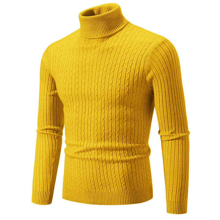 Herren nan Rollkragenpullover mit Zopfstrick und schlanker Passform Drune
