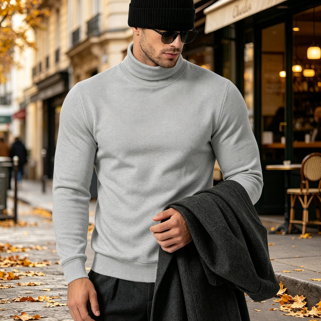 Herren Eleganter Baumwoll-Mix Rollkragenpullover Slim Fit Drune