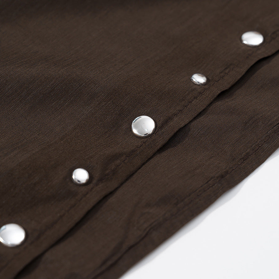 Damen nan fließender Capeponcho mit Schluppe, asymmetrischem Zipfelsaum und Ösenbesatz Drune