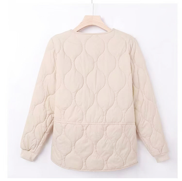 Damen nan ultraleichte wattierte Kurzjacke mit organischer Wellensteppung und elastischen Rippbündchen Drune