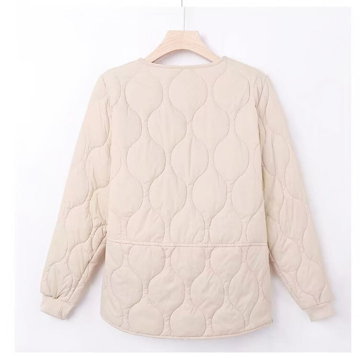 Damen nan ultraleichte wattierte Kurzjacke mit organischer Wellensteppung und elastischen Rippbündchen Drune