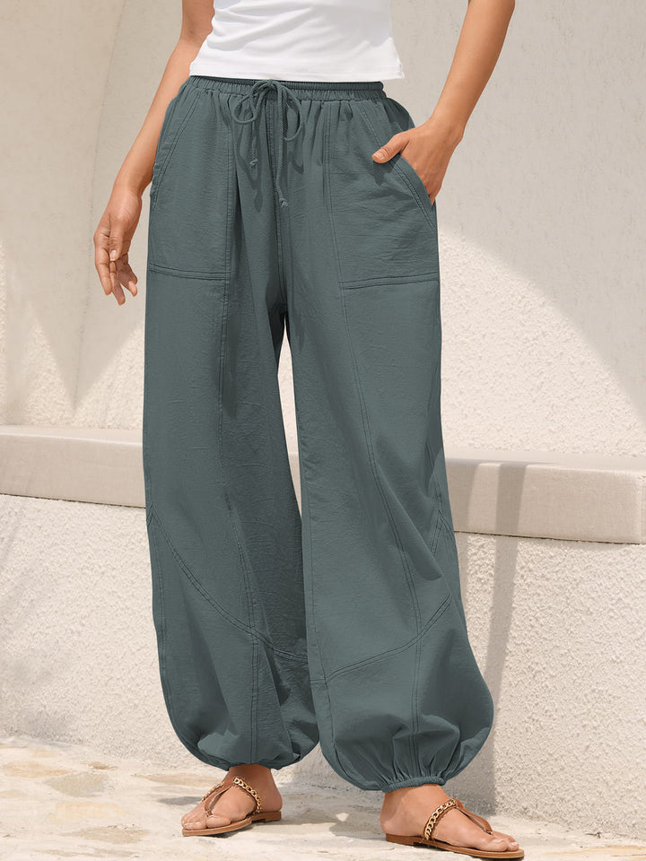 Damen Lässige Weitbein-Hose mit praktischen Taschen Drune