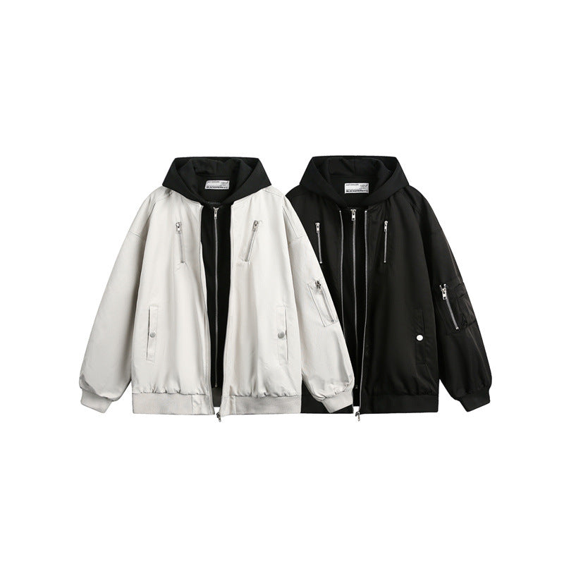 Unisex Boxy Bomberjacke mit integriertem Kapuzenlayer und multifunktionalen Taschen Drune