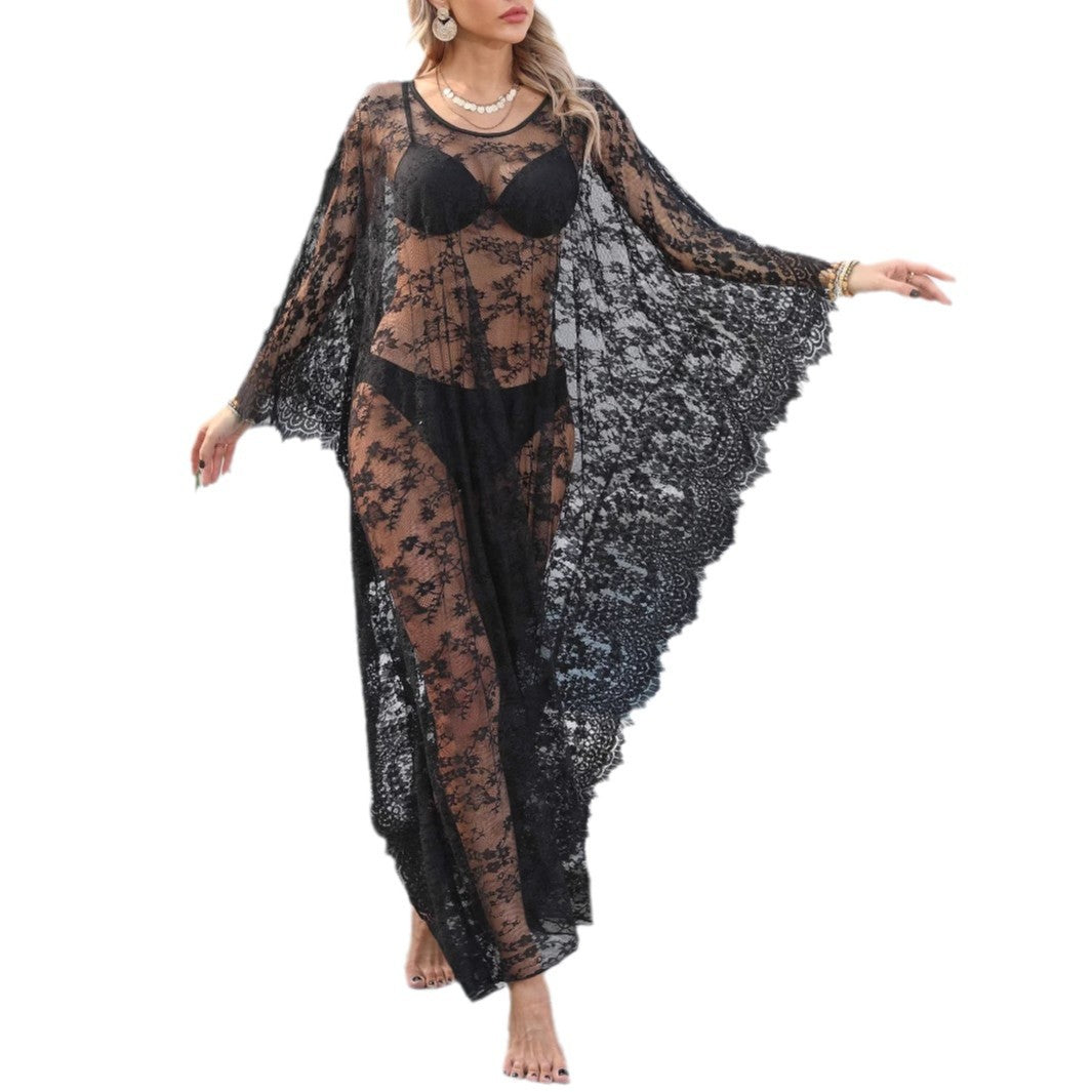 Damen transparenter Häkel-Kaftan Drune