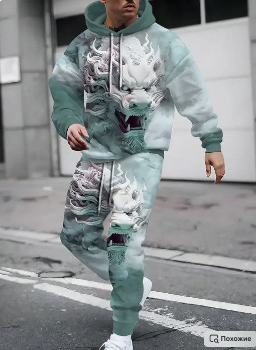 Herren Hoodie- und Jogginghose-Set mit einzigartigem Grafikdesign Drune