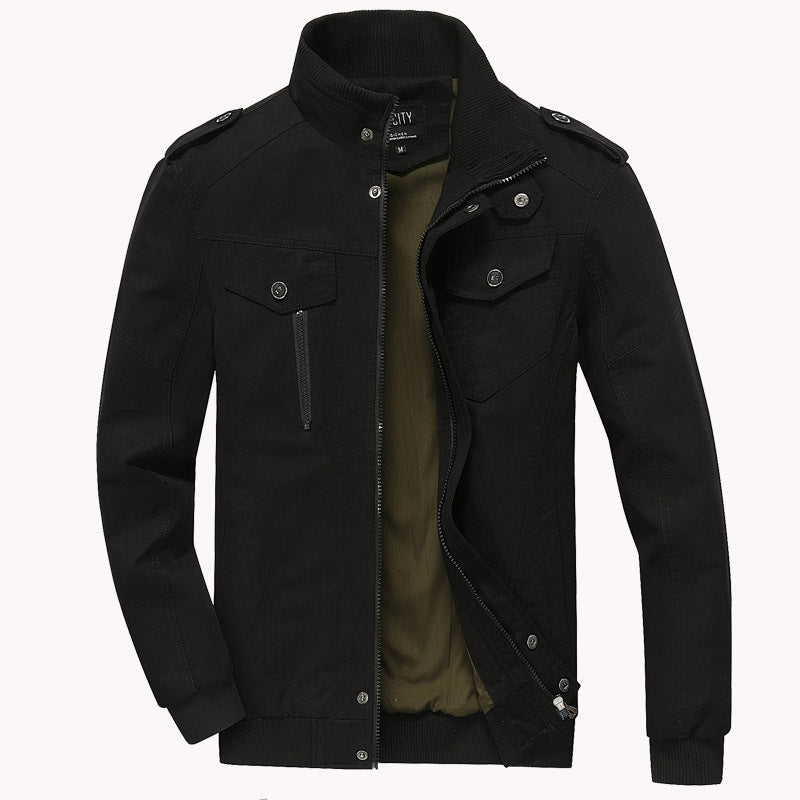 Herren nan robuste Fieldjacke aus Baumwoll-Canvas mit Stehkragen, Schulterklappen und verdecktem Reißverschluss Drune