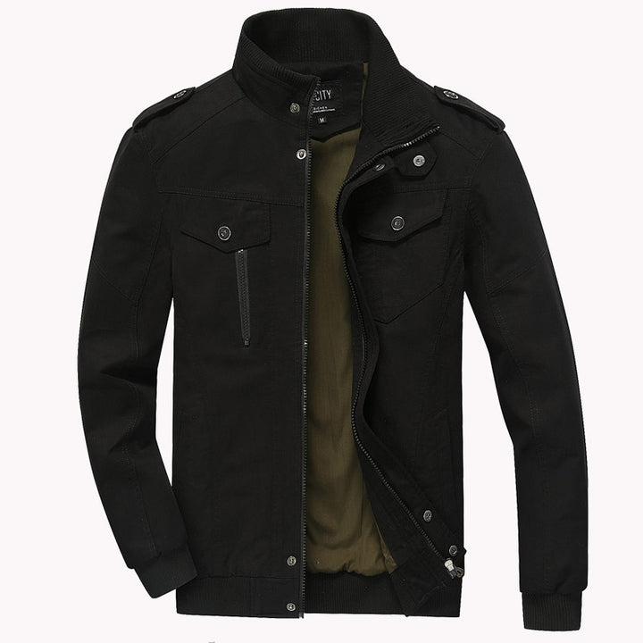 Herren nan robuste Fieldjacke aus Baumwoll-Canvas mit Stehkragen, Schulterklappen und verdecktem Reißverschluss Drune