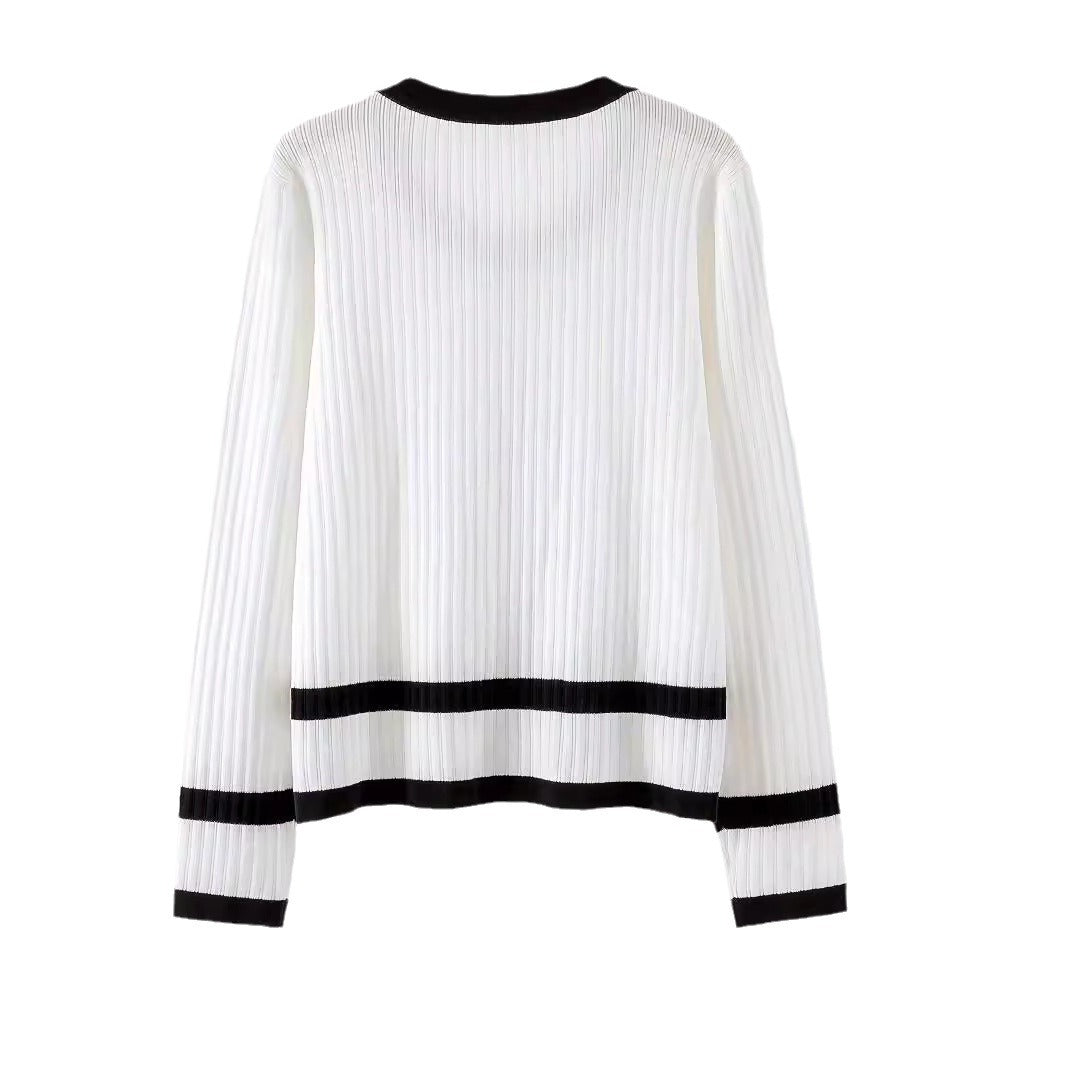 Damen figurbetontes Strickoberteil mit eleganten Knopfdetails Drune