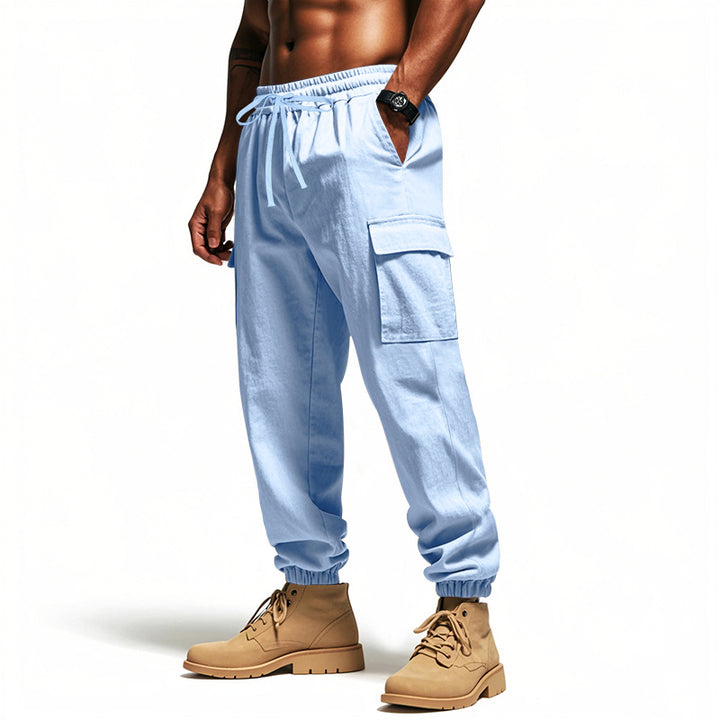 Herren Utility-Cargo-Jogger mit elastischem Bund, Kordelzug und großem Seitentaschen‑Panel Drune