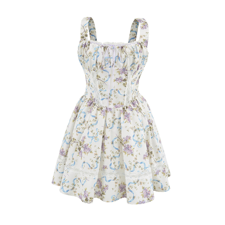Damen Blumen Sommerkleid mit feinen Rüschendetails Drune
