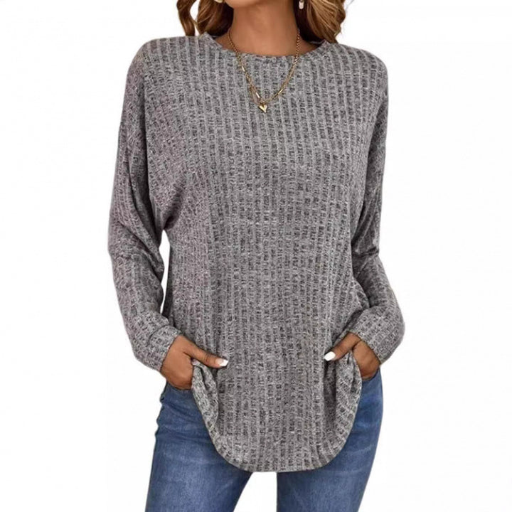 Damen Oversized Struktur-Strickpullover mit Rundhals und Eingrifftaschen Drune