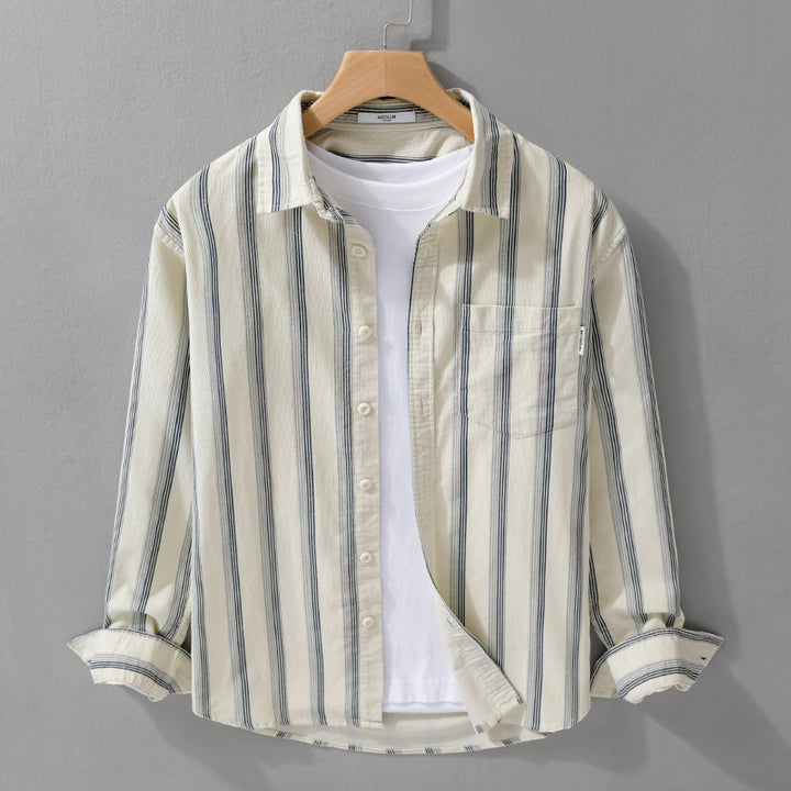 Herren Freizeithemd im Overshirt‑Stil aus leichtem Baumwollmix mit vertikalen Streifen Drune