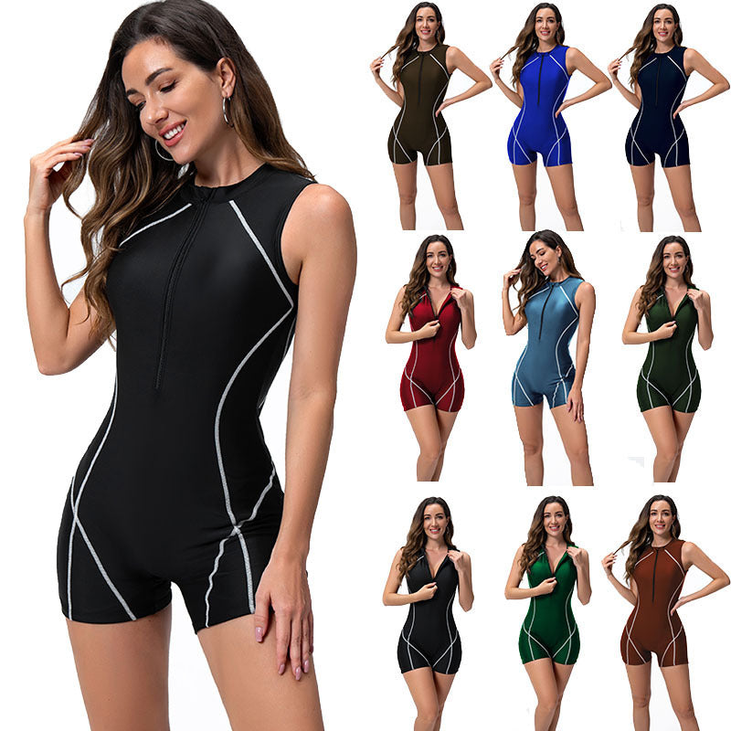 Damen Sportlicher Badeanzug mit hohen Beinausschnitten Drune
