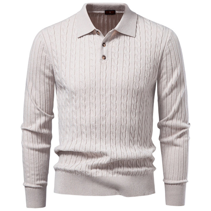 Herren Feinstrick-Polo mit Zopfmuster und Kragen Drune
