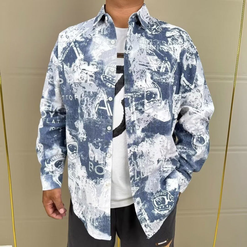 Herren modische Hemdjacke mit kreativen Druckmustern Drune
