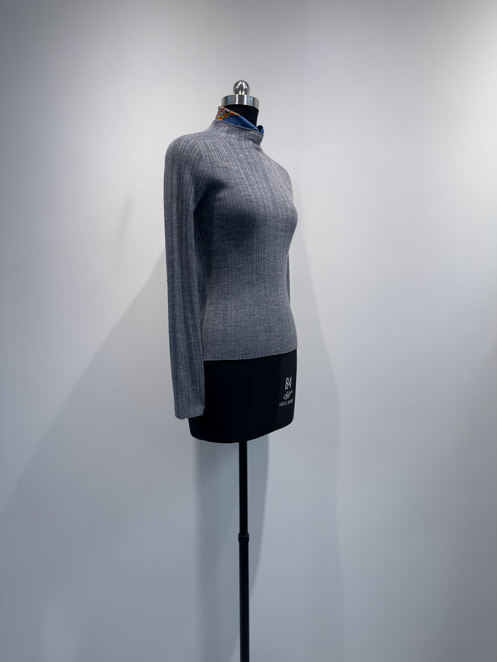 Damen stilvoll gerippter Stehkragenpullover Drune