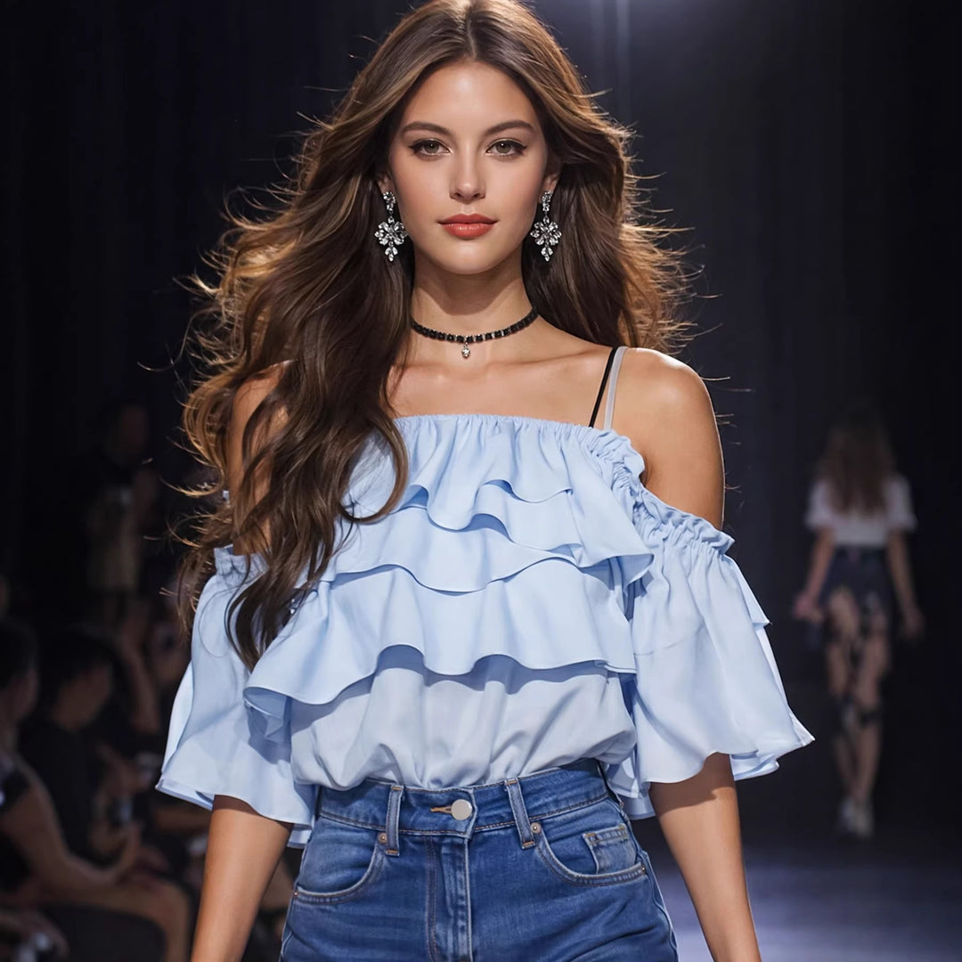 Damen Bluse mit Volants Drune