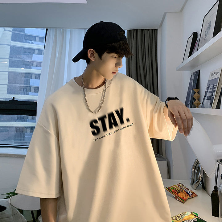 Herren Oversized T-Shirt mit modernem Schriftzug Drune