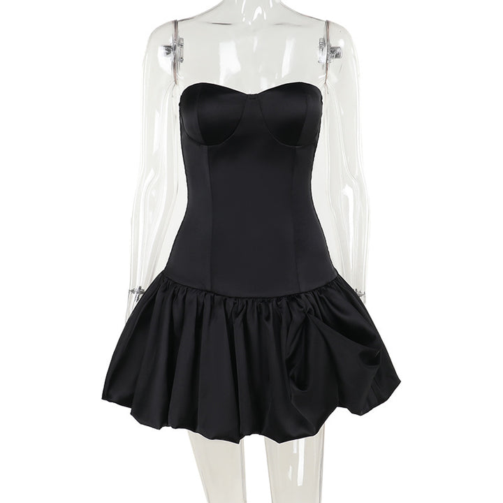 Damen Kleid mit gerafftem Rock und herzförmigem Ausschnitt Drune