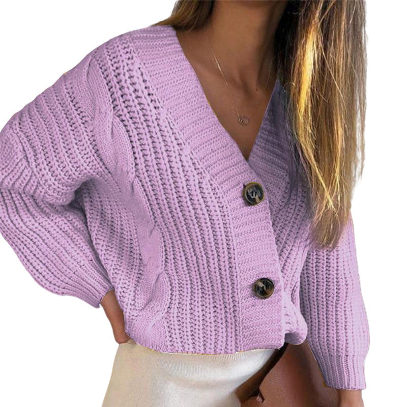 Damen lässige Strickjacke mit Knopfdetails und modernen Texturen Drune