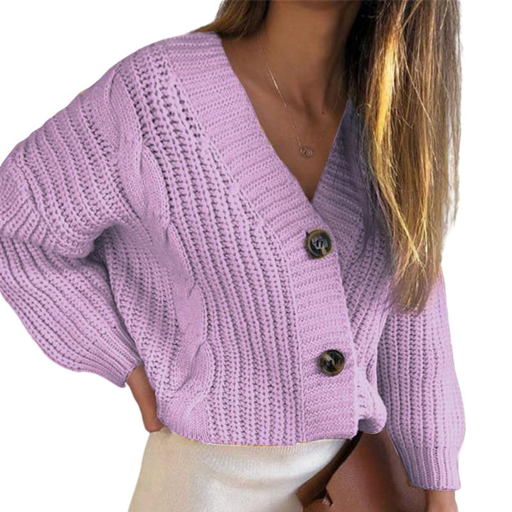 Damen lässige Strickjacke mit Knopfdetails und modernen Texturen Drune
