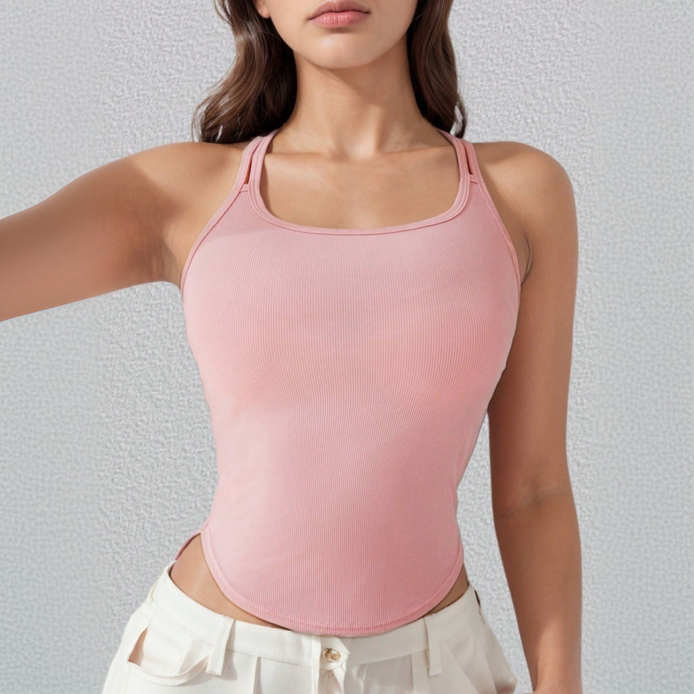 Damen Sportliches Crop-Top mit schmalen Spaghetti-Trägern Drune