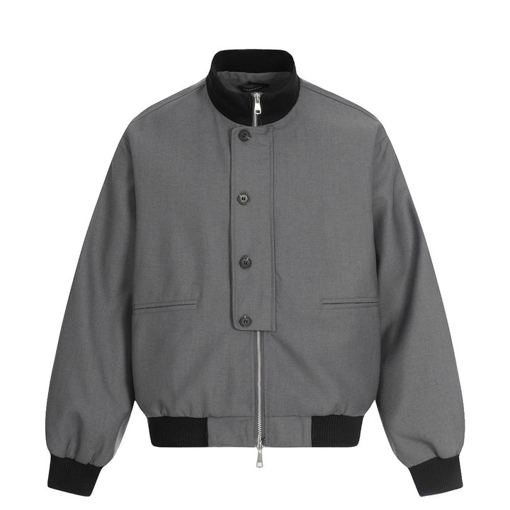 Unisex Kurze Boxy‑Bomberjacke mit verdeckter Reißverschluss‑Front und hohem Rippkragen Drune
