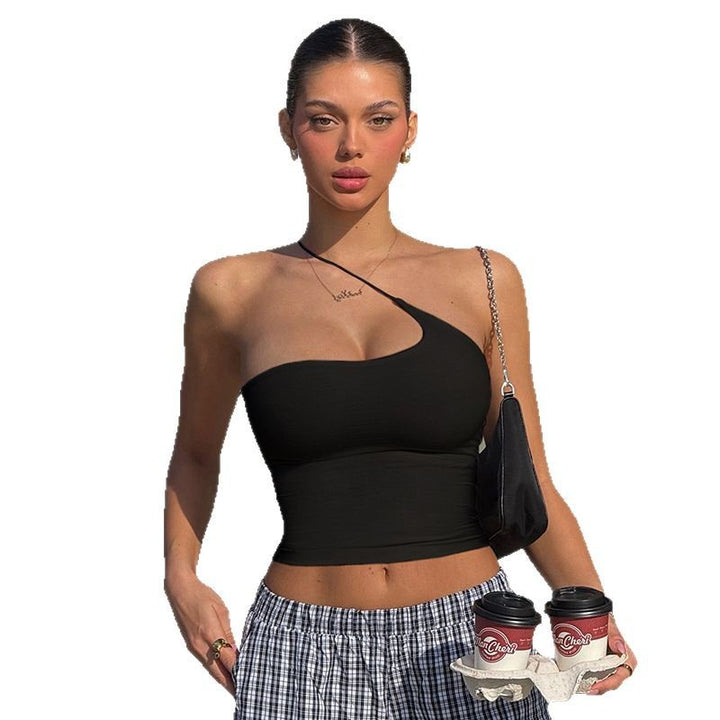 Damen asymmetrisches Crop-Top mit verstellbarem Halter Drune