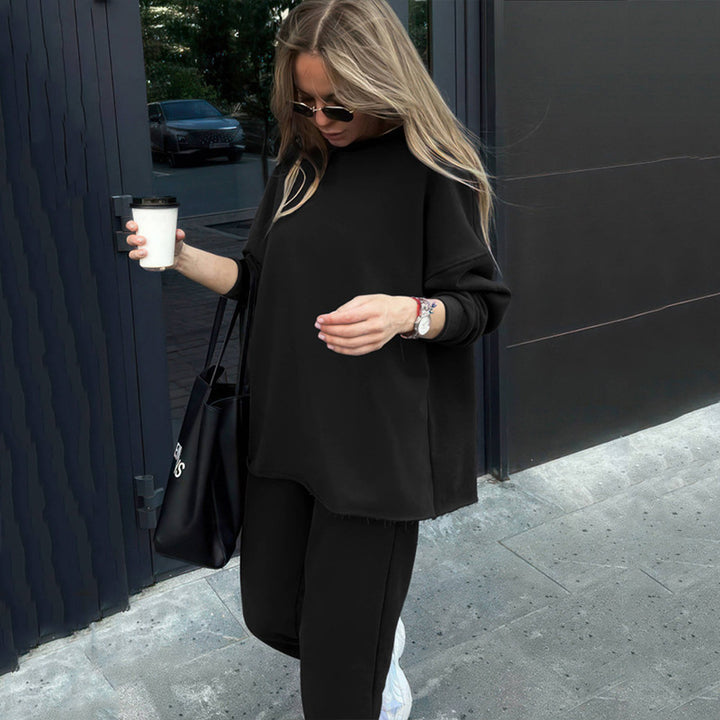 Damen Oversize-Loungewear-Set mit verlängertem Rundhals-Sweater und elastischer Bündchen-Jogginghose Drune