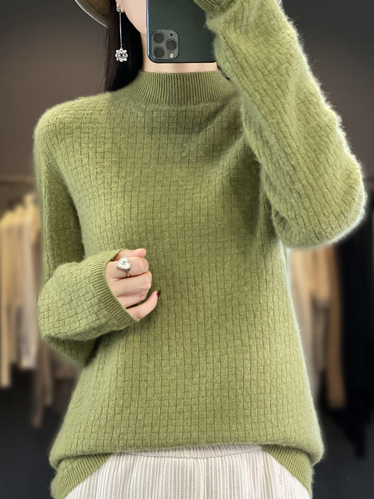 Damen Weicher Boxy-Mockneckpullover im Mohair-Look mit feiner Kastenrippenstruktur Drune
