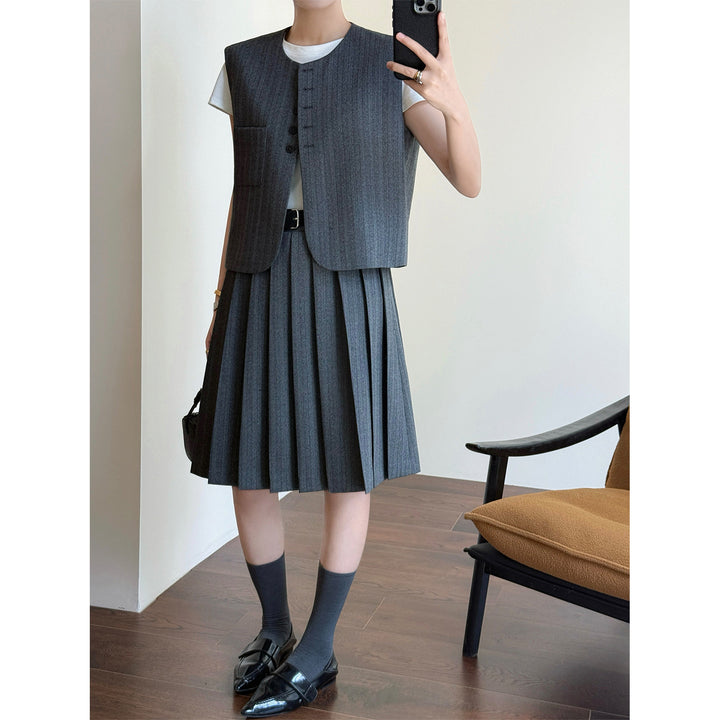 Damen Elegante Blazer-Weste mit gestreiftem Design Drune