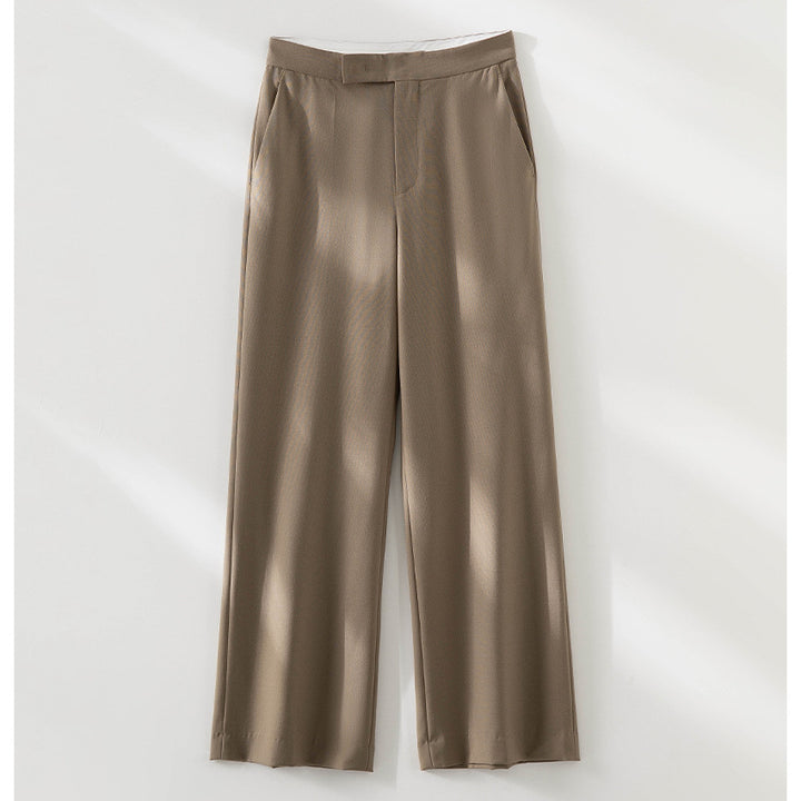 Damen Hochtaillierte weite Palazzo-Hose aus fließendem Satin mit Bügelfalte Drune