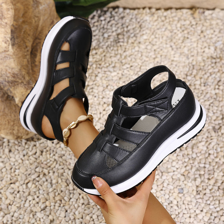 Damen Plateau‑Sneaker‑Sandale mit Klettverschluss und geschlossener Zehenpartie Drune