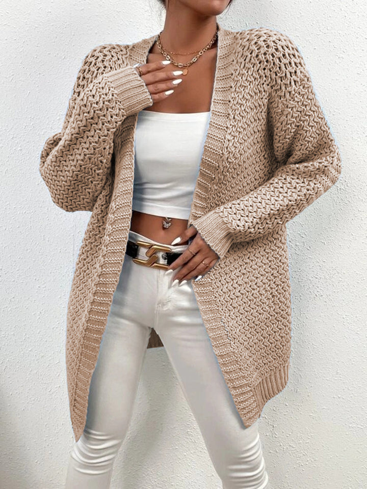 Damen Offener Strickcardigan mit luftiger Struktur und weitem Schnitt Drune